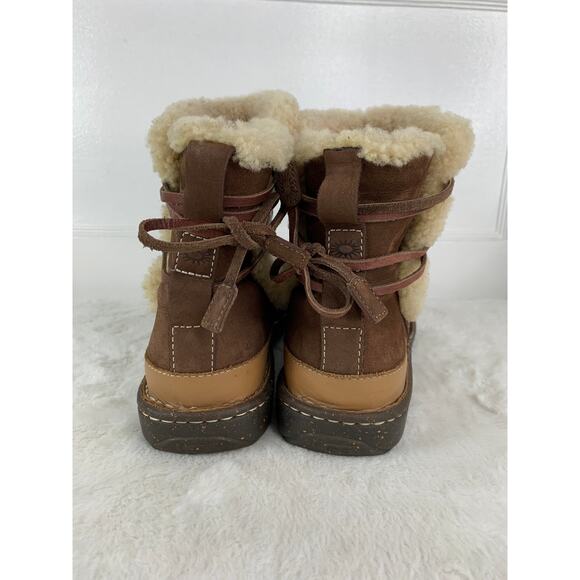 UGG La Jolla Ankle Boots Women's 10 Brown Suede Shearling Tie Caspia - Picture 3 of 8